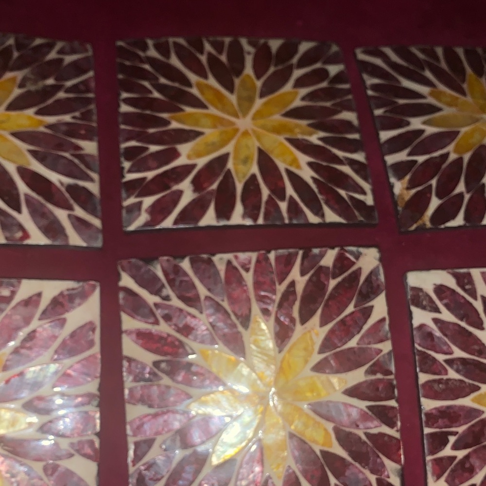 Purple and gold coasters